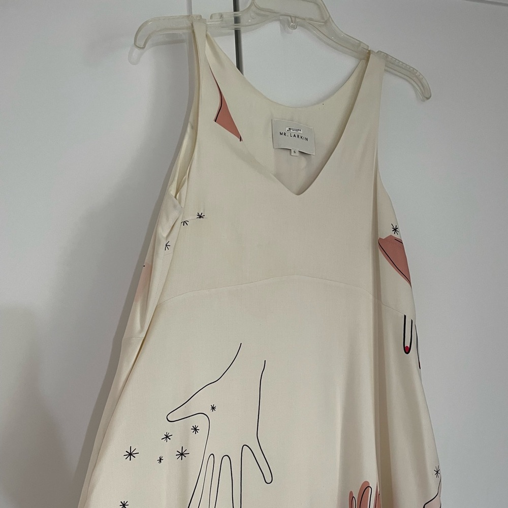 Mr. Larkin Midi V-Neck Dress with Hand-Drawn Print - Picture 7 of 15